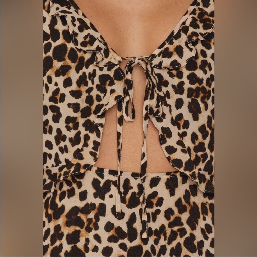 For Love and Lemons Leo Keyhole Mini Dress size small animal print silk blend - Picture 10 of 11